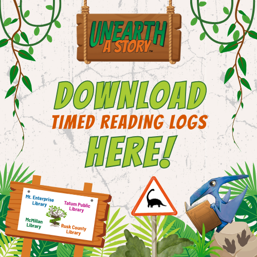JUNGLE THEMED GRAPHIC with the TEXT "Download Timed Reading Logs Here!"